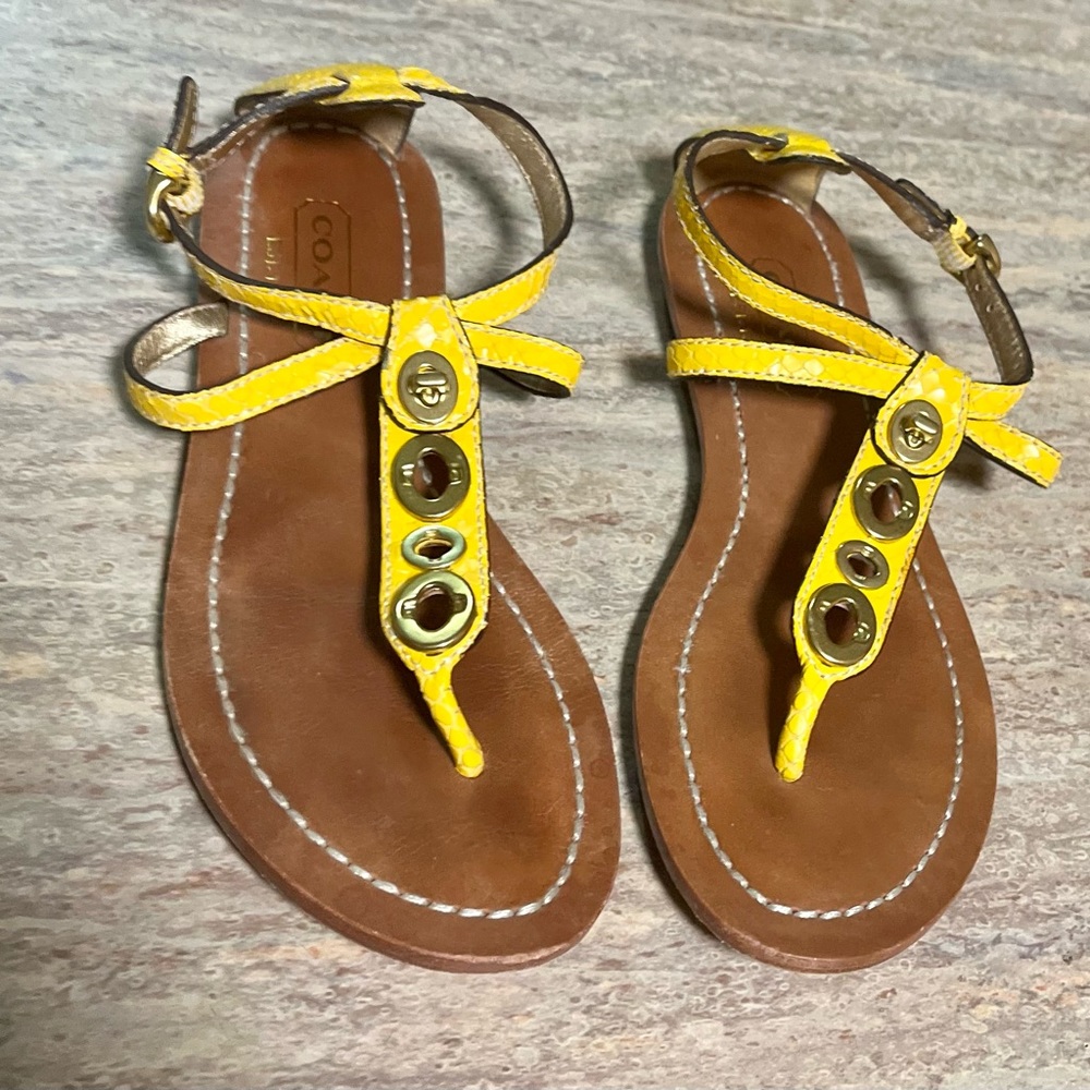 Coach Sieannah mustard color thong strapped sandals